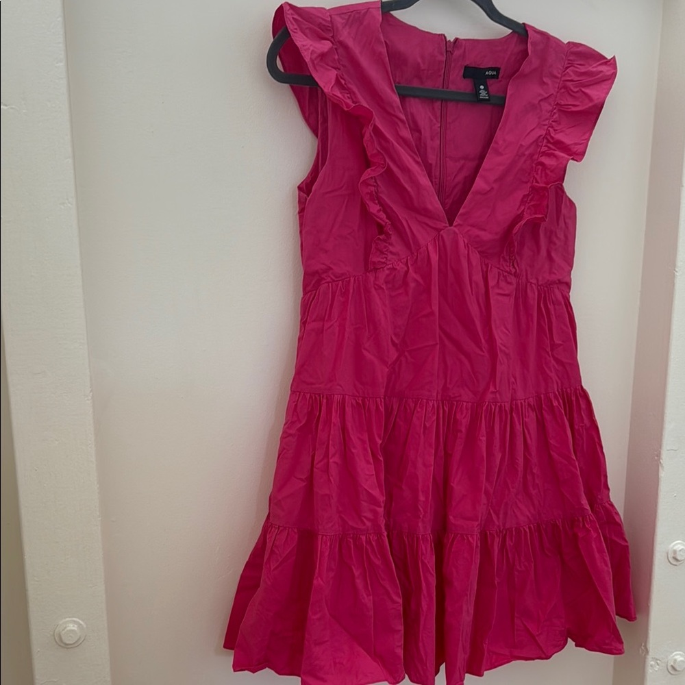 Aqua Fuchsia Ruffle Mini Dress - Picture 3 of 4